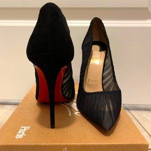 CHRISTIAN LOUBOUTIN Chiffon Pigalle Follies Draperia 100 Pumps size 39 in Black